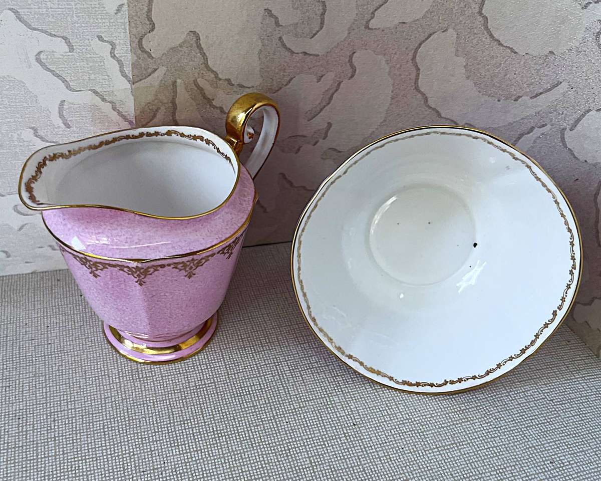 Vintage Roslyn Fine Bone China Pastel Pink Cream And Sugar Set