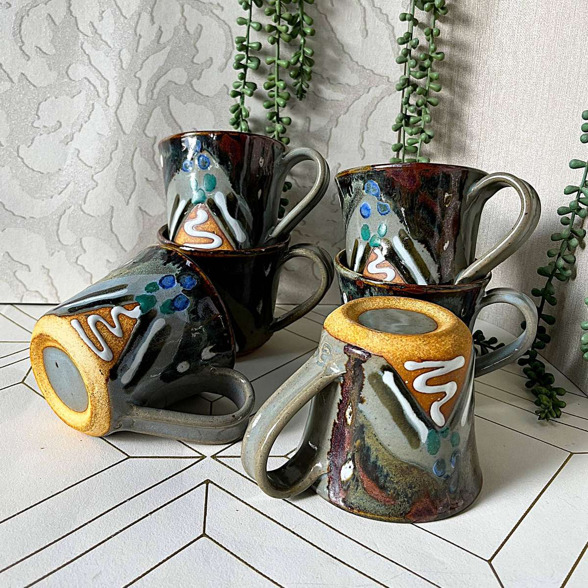 Set of 6 Studio Pottery Mugs