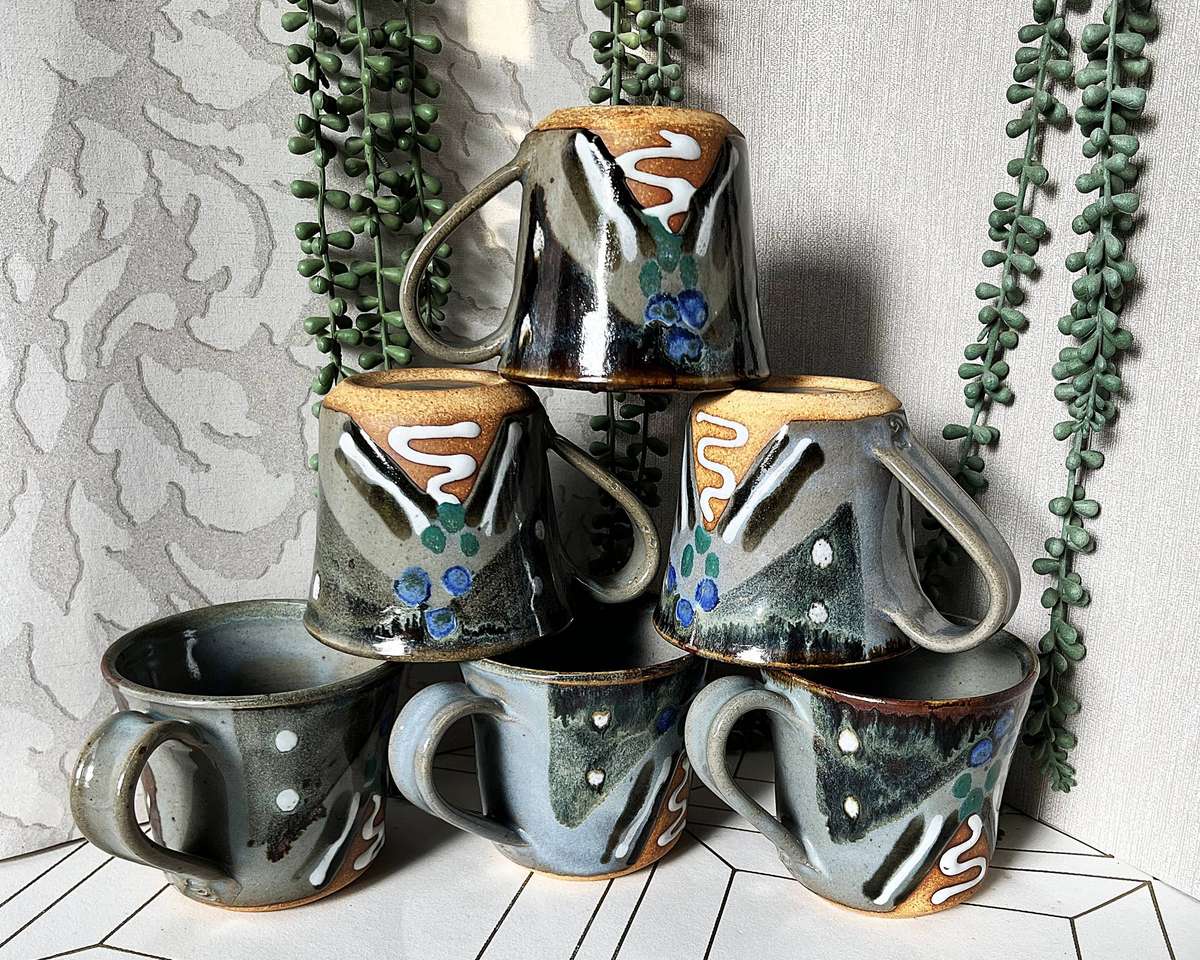 Set of 6 Studio Pottery Mugs