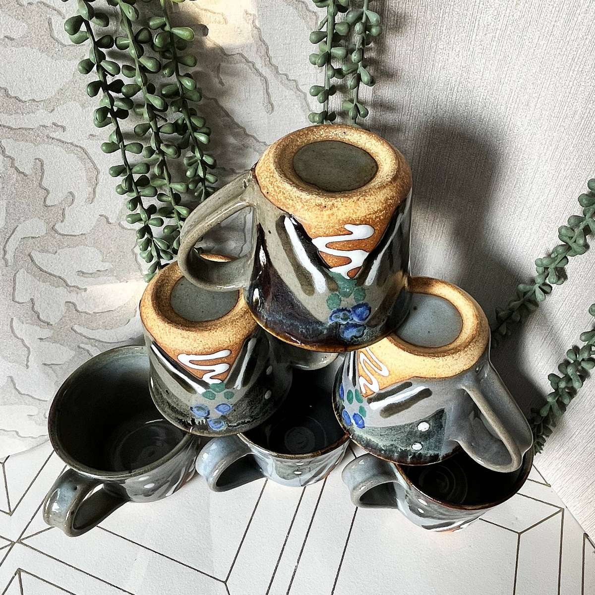 Set of 6 Studio Pottery Mugs