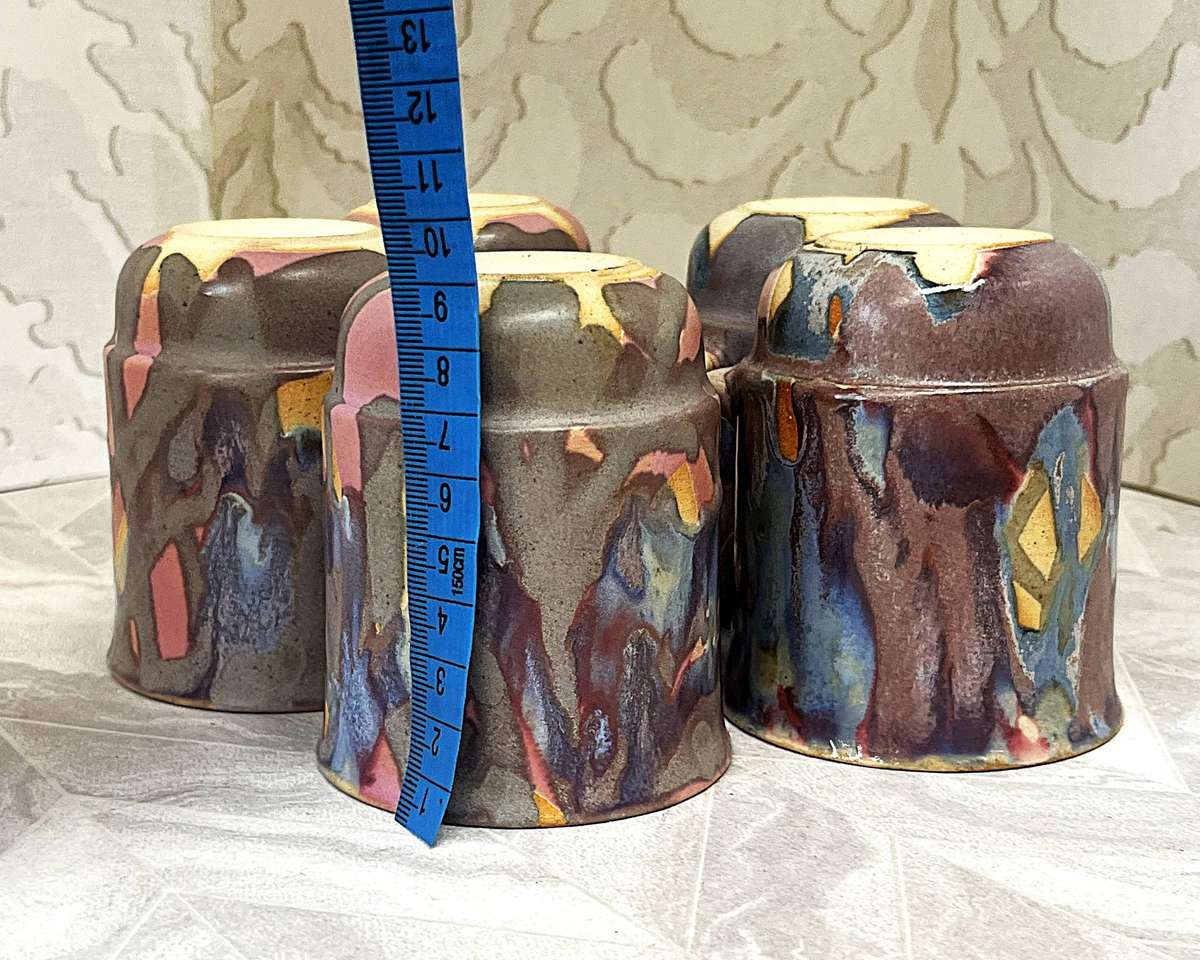 Vintage Hand-Thrown Expressionist Studio Pottery Mugs, Artisan Stoneware Collection