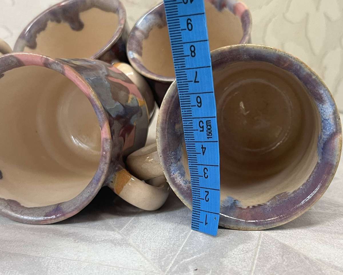 Vintage Hand-Thrown Expressionist Studio Pottery Mugs, Artisan Stoneware Collection