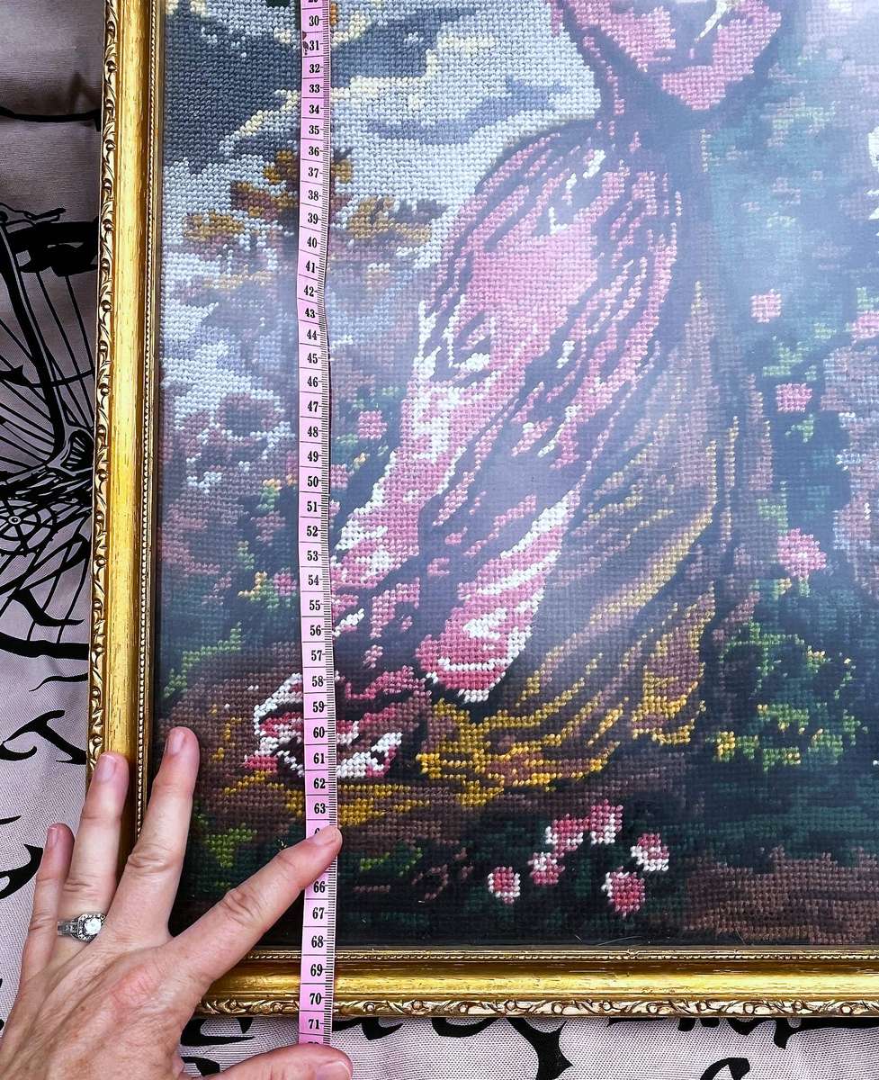 Framed Embroidery, titled The Souvenir or Le Chiffre d'Amour