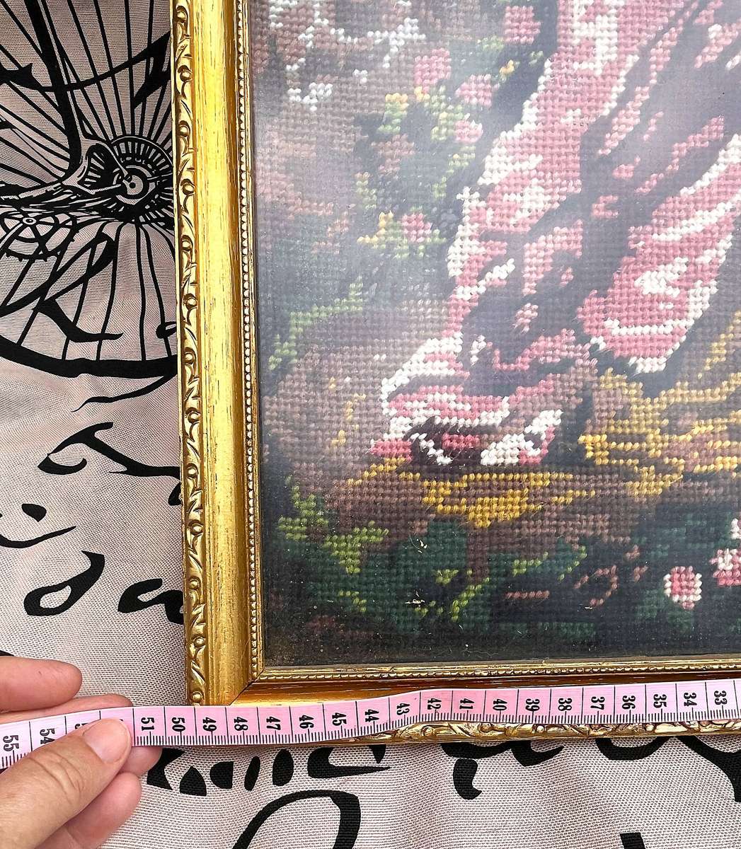 Framed Embroidery, titled The Souvenir or Le Chiffre d'Amour