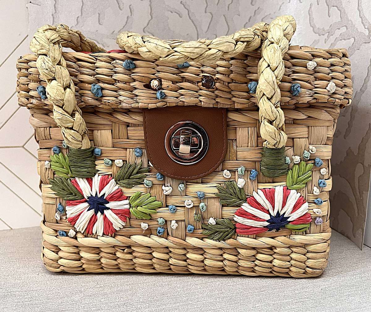 Authentic ZARA Accessories Woven Straw Basket Box Handbag