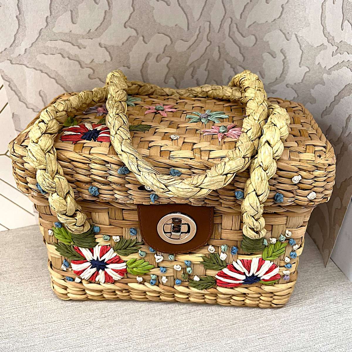 Authentic ZARA Accessories Woven Straw Basket Box Handbag