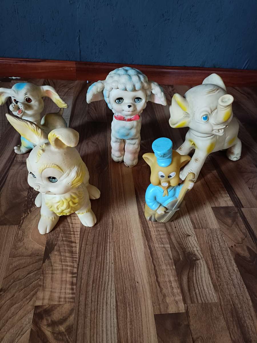 Vintage rubber toy animals