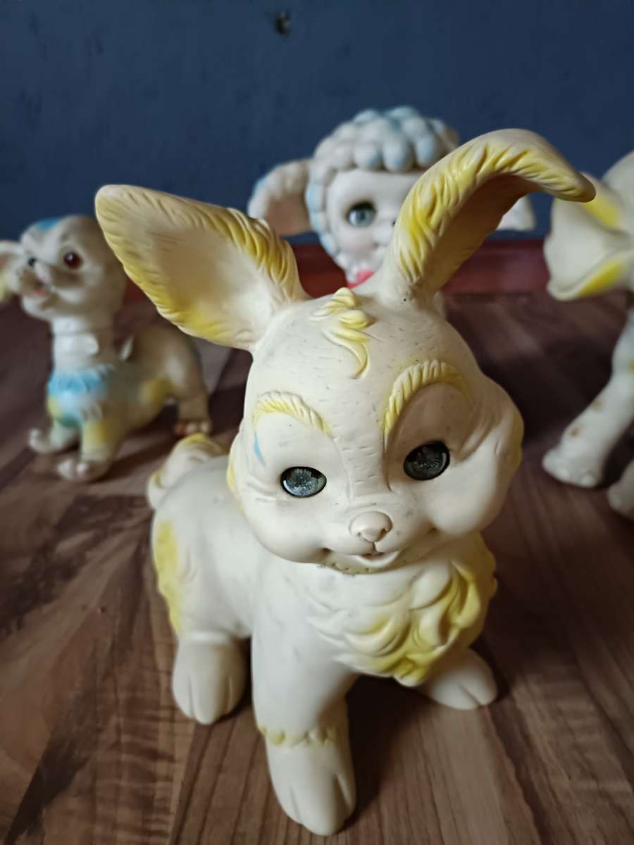 Vintage rubber toy animals