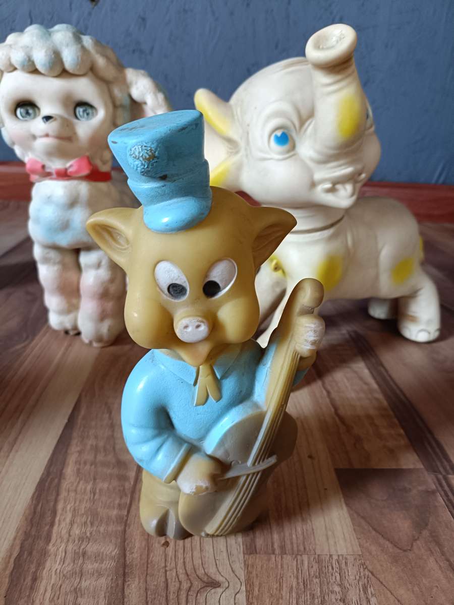 Vintage rubber toy animals