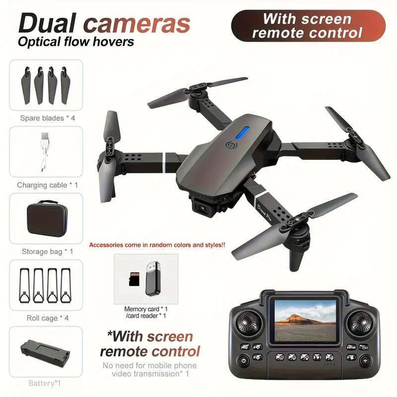 Drone with Built-In HD Screen remote, remote and drone USB charge