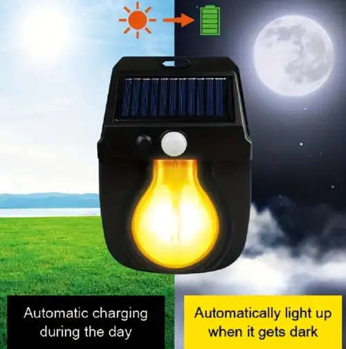 Solar Induction Wall Lamp Tungsten Wire Wall Lamp Three Function Villa Garden Waterproof Light