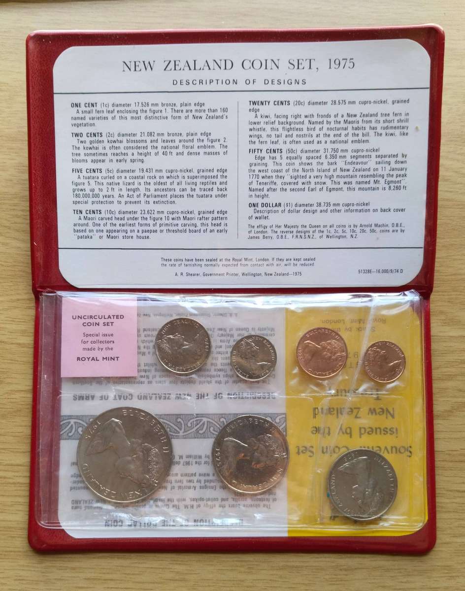 New Zealand 1975 Souvenir 7 Coin Set.