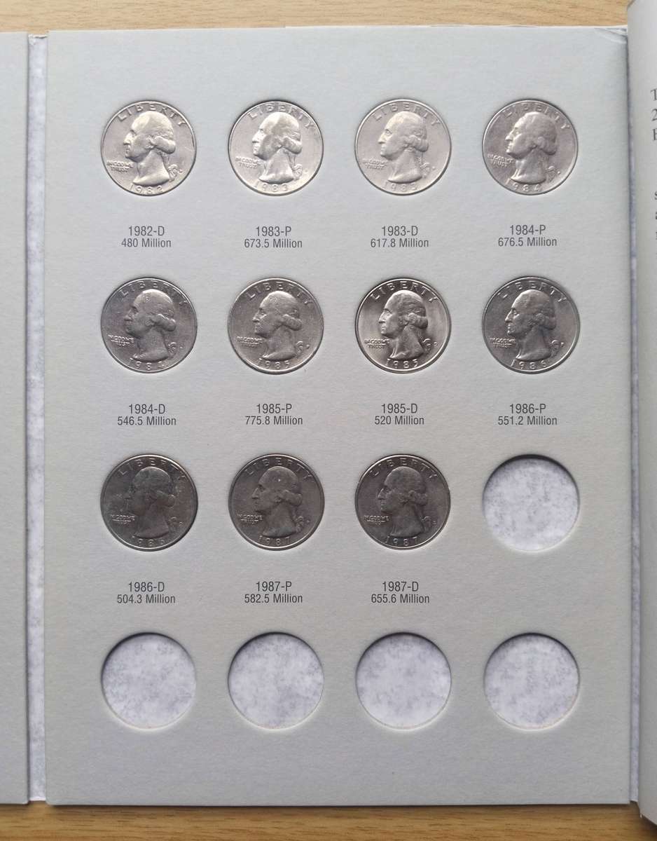 America 1965-1987 Quarter Stock Book. 39 Quarters.