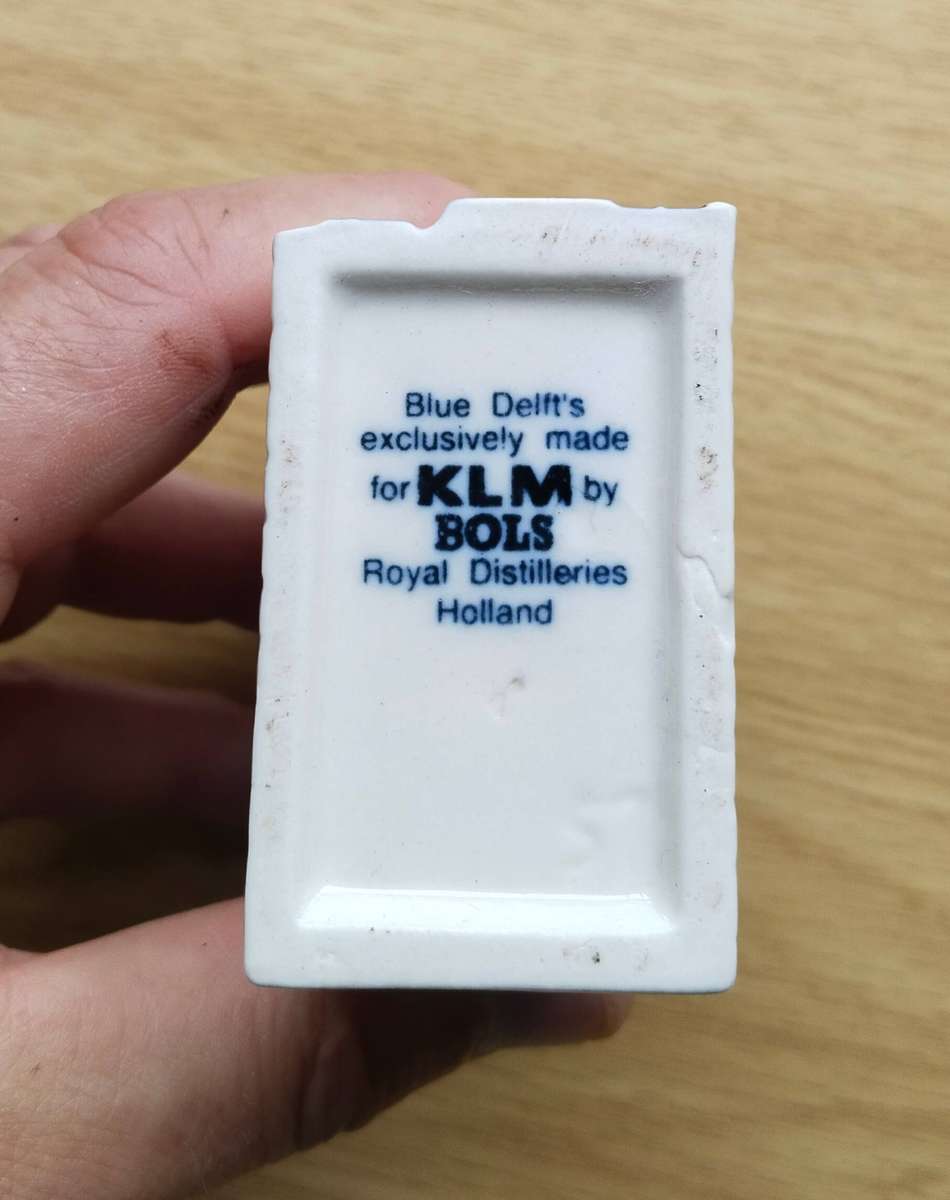 Vintage Blue Delft no 57 KLM By Balls Mini Liquor Bottle.