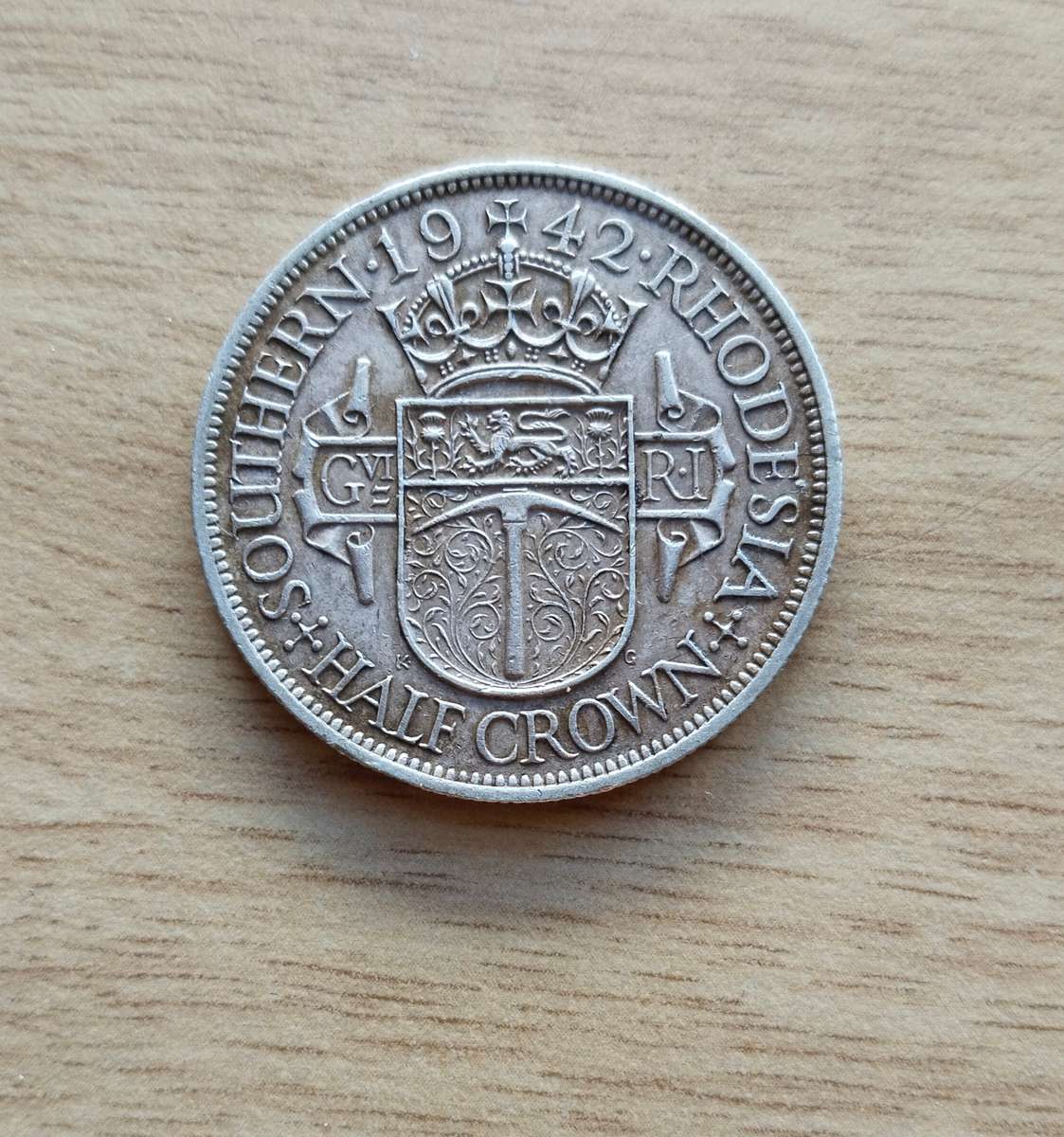 Southern Rhodesia 1942 Silver Half Crown.