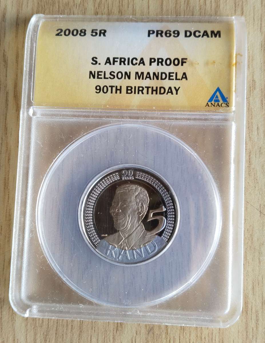 Nelson Mandela 2008 Proof 69 Deep Cameo R5.