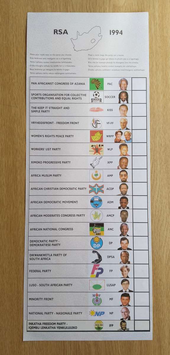 South Africa original 1994 ballot paper. Nice!!