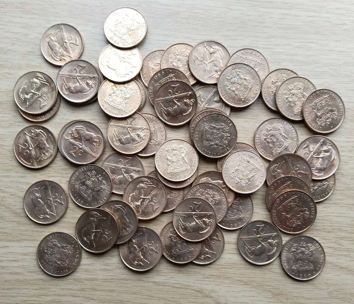 Large collection of UNC South Africa 2 cent's. One bid takes all.
