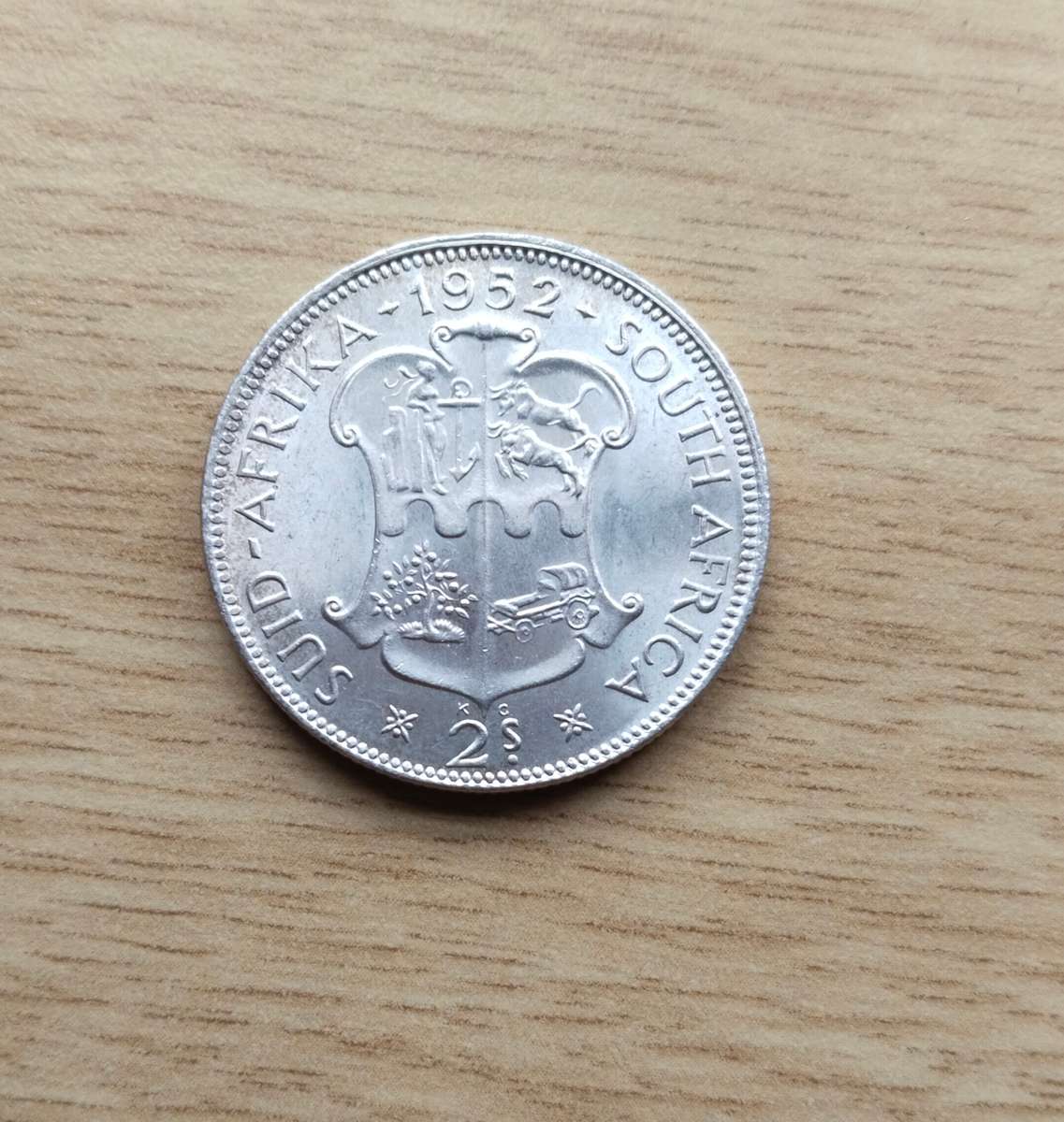 South Africa 1952 UNC 2 Shillings. Great coin!!