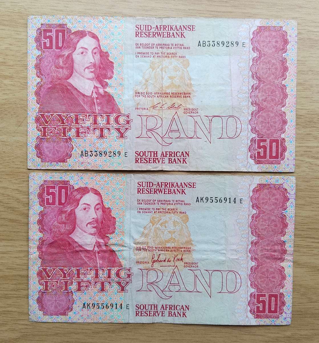 South Africa C.L Stals and G.P.C de Kock old R50 Bank Notes.