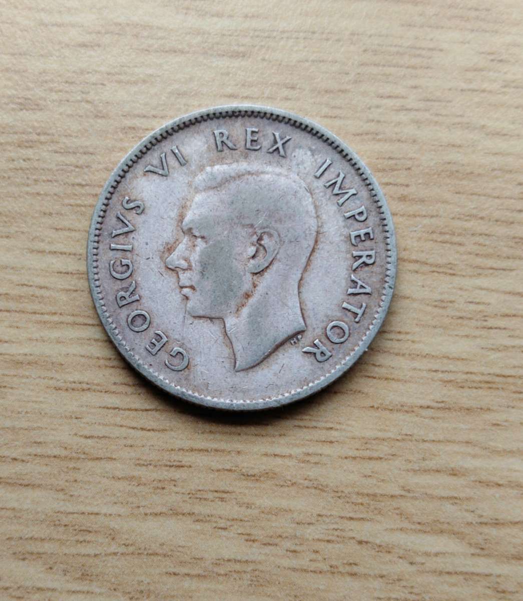 South Africa 1945 Silver Two shillings.