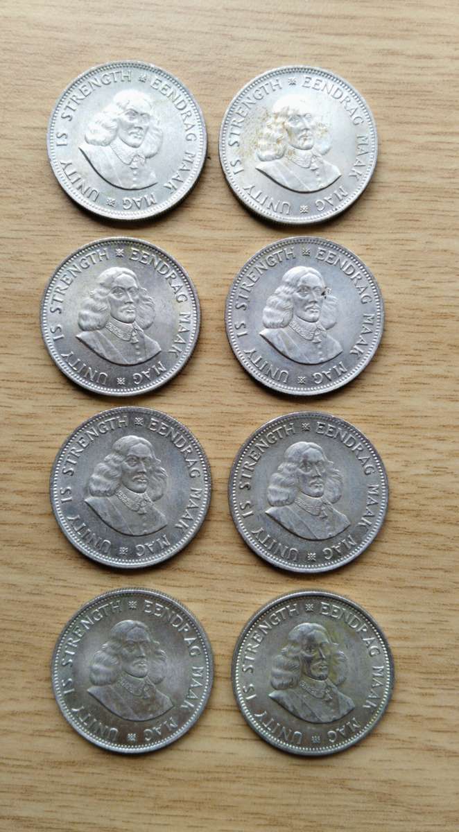 South Africa collection of 8 X 1961 Silver twenty cents. One bid takes all.