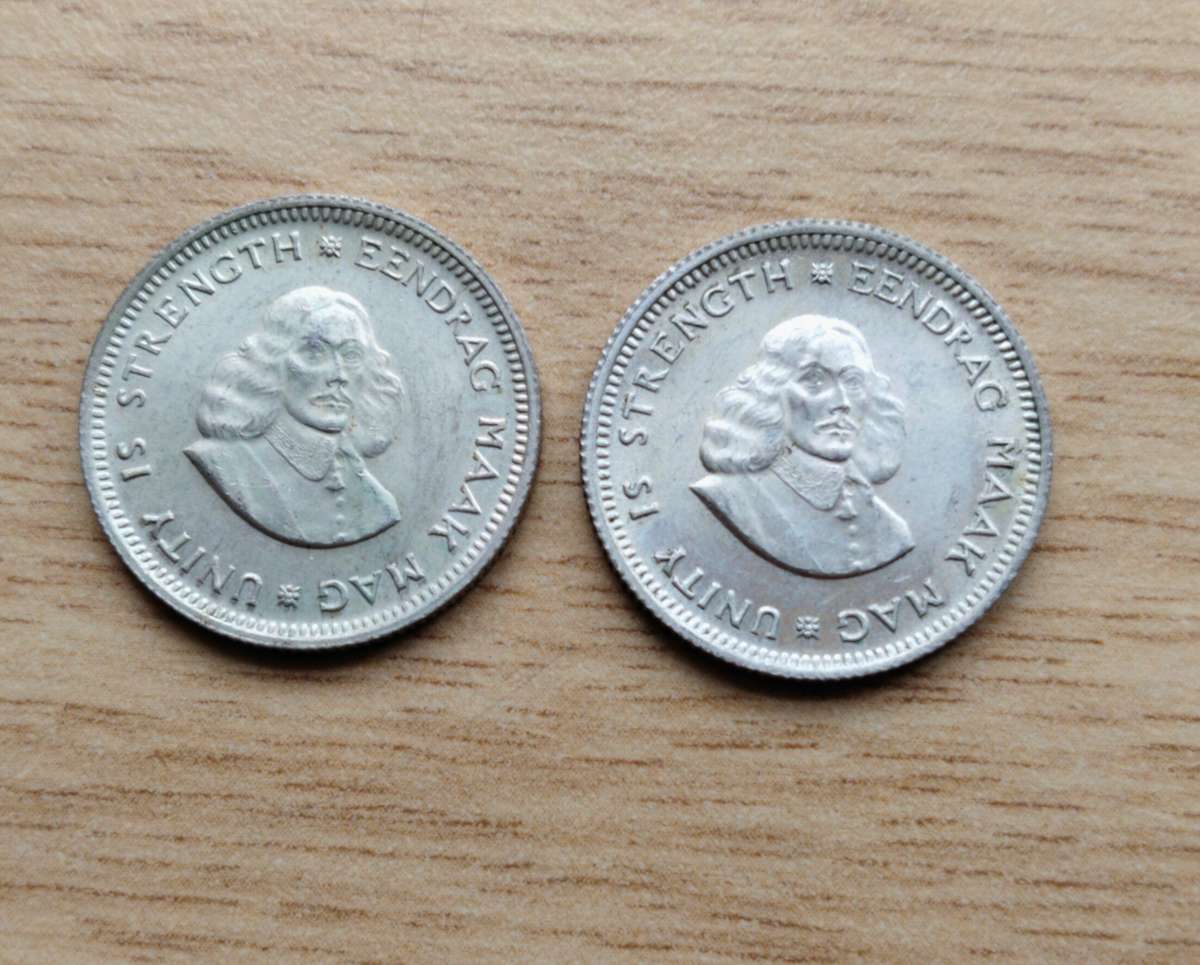 South park collection of 2 X 1961 Silver five cent coins.