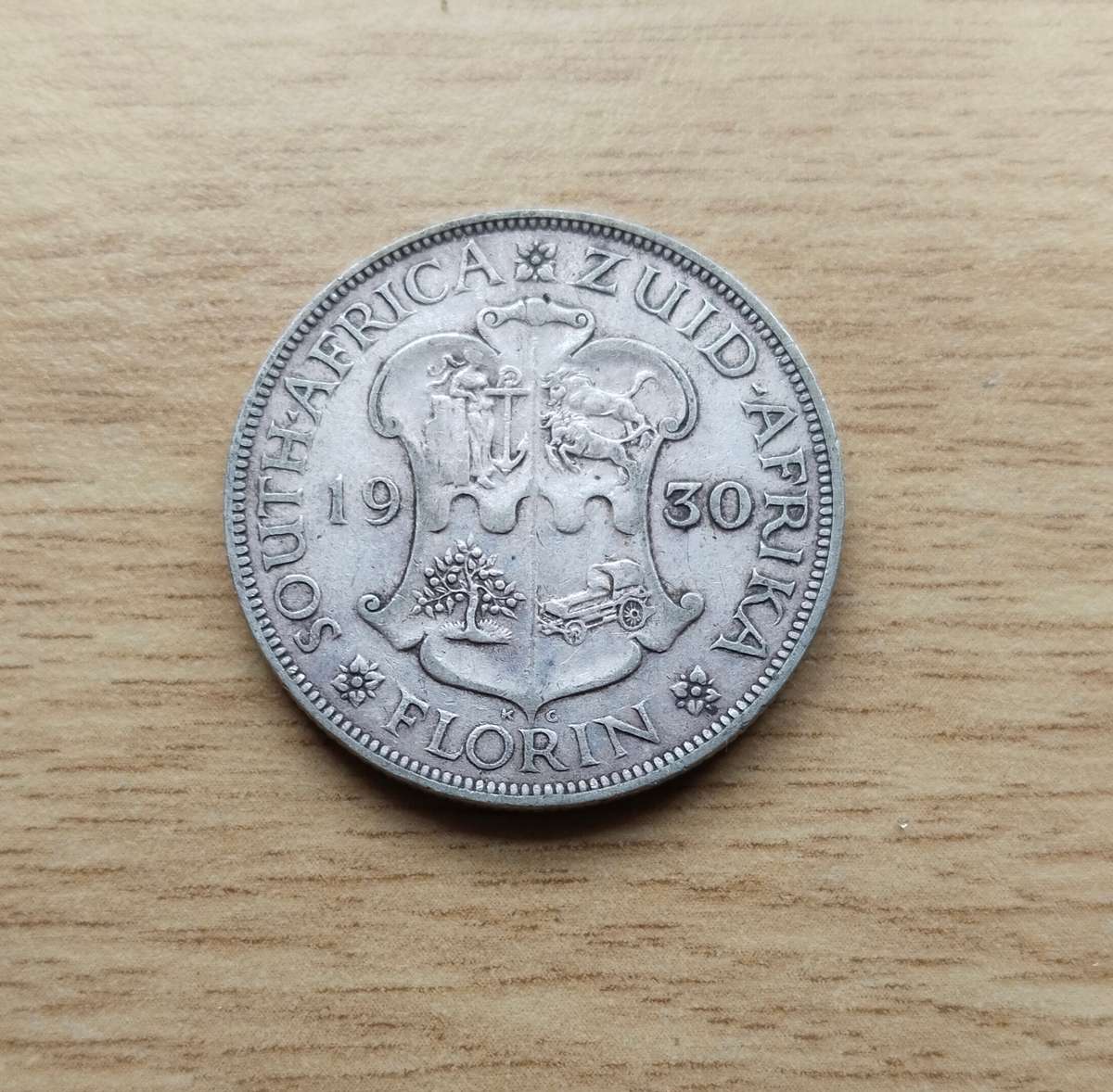 South Africa 1930 Silver Two shillings.