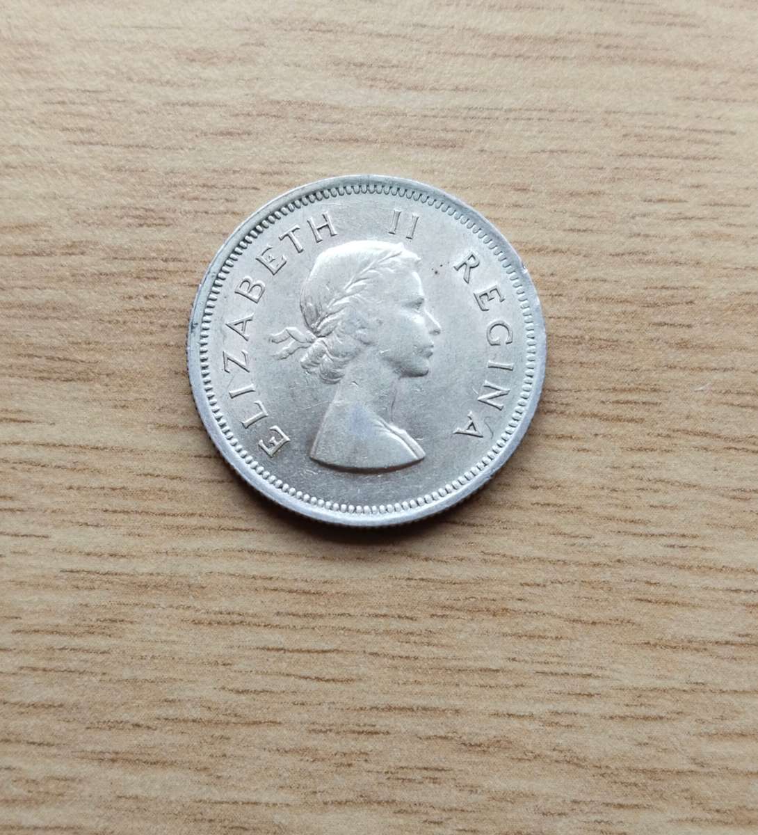 South Africa 1953 Silver one Shilling.