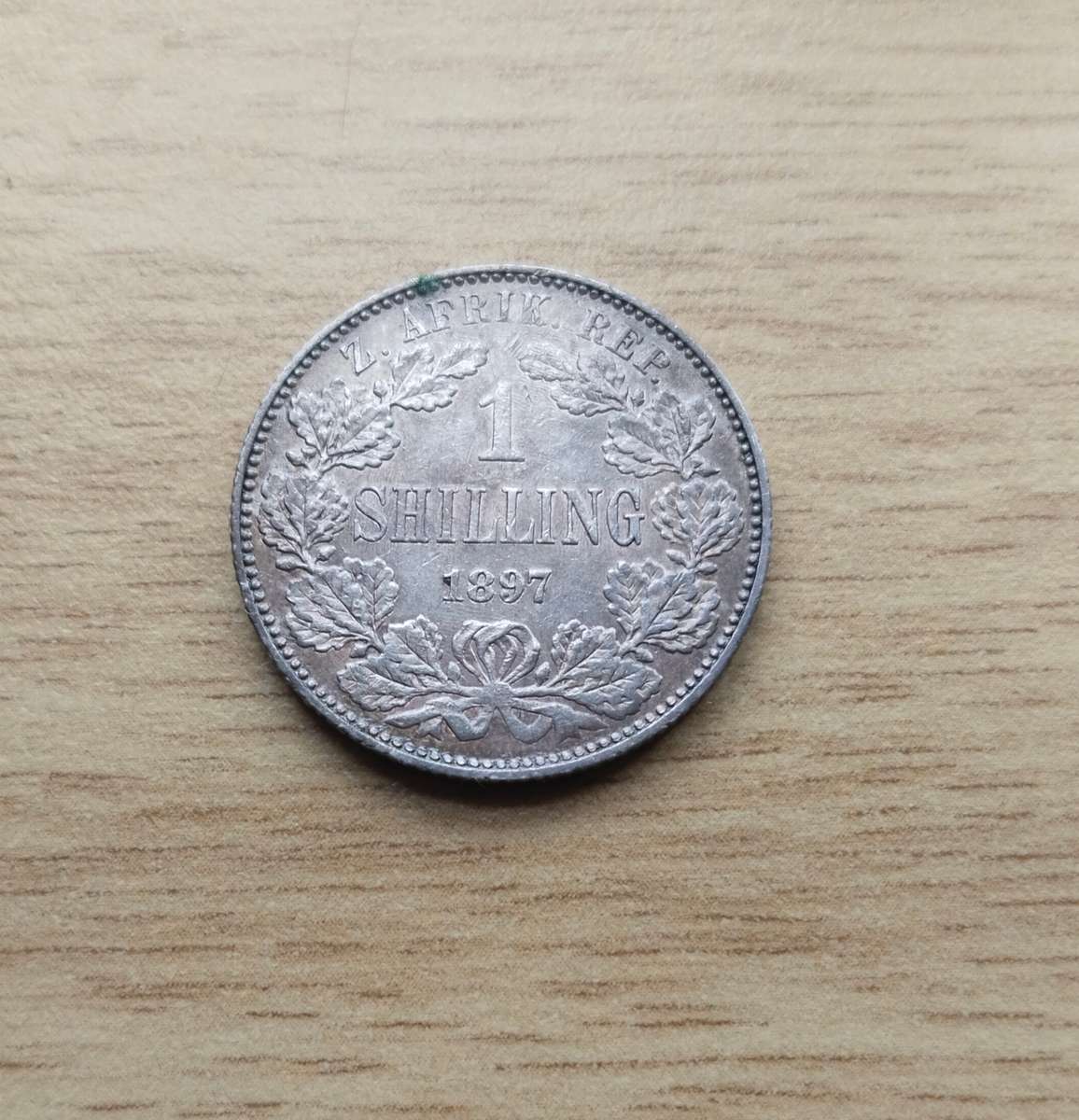 ZAR Paul Kruger 1897 Silver Shilling. Good condition.