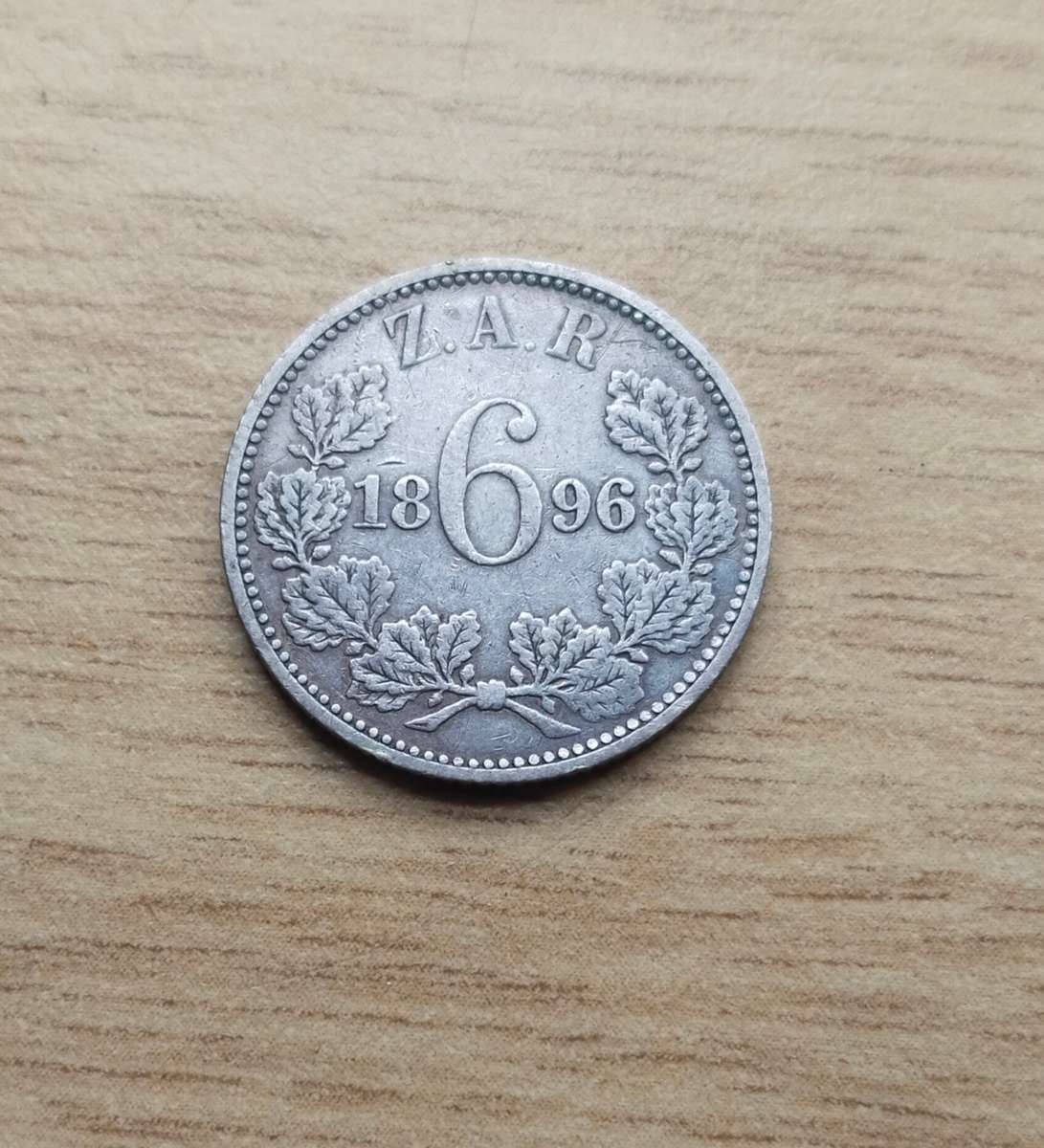 ZAR Paul Kruger 1896 Silver Sixpence.