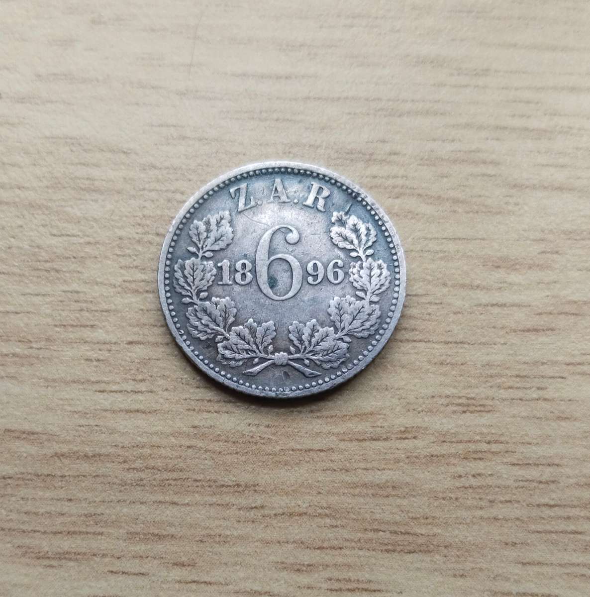 ZAR Paul Kruger 1896 Silver Sixpence.