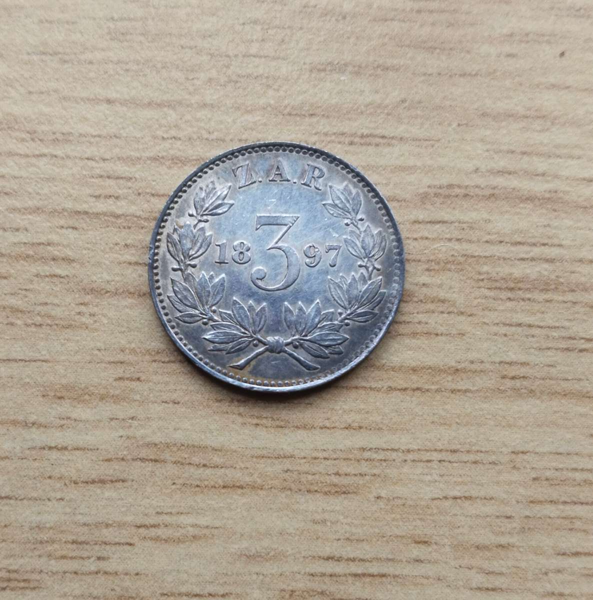 ZAR Paul Kruger 1897 Silver Threepence.