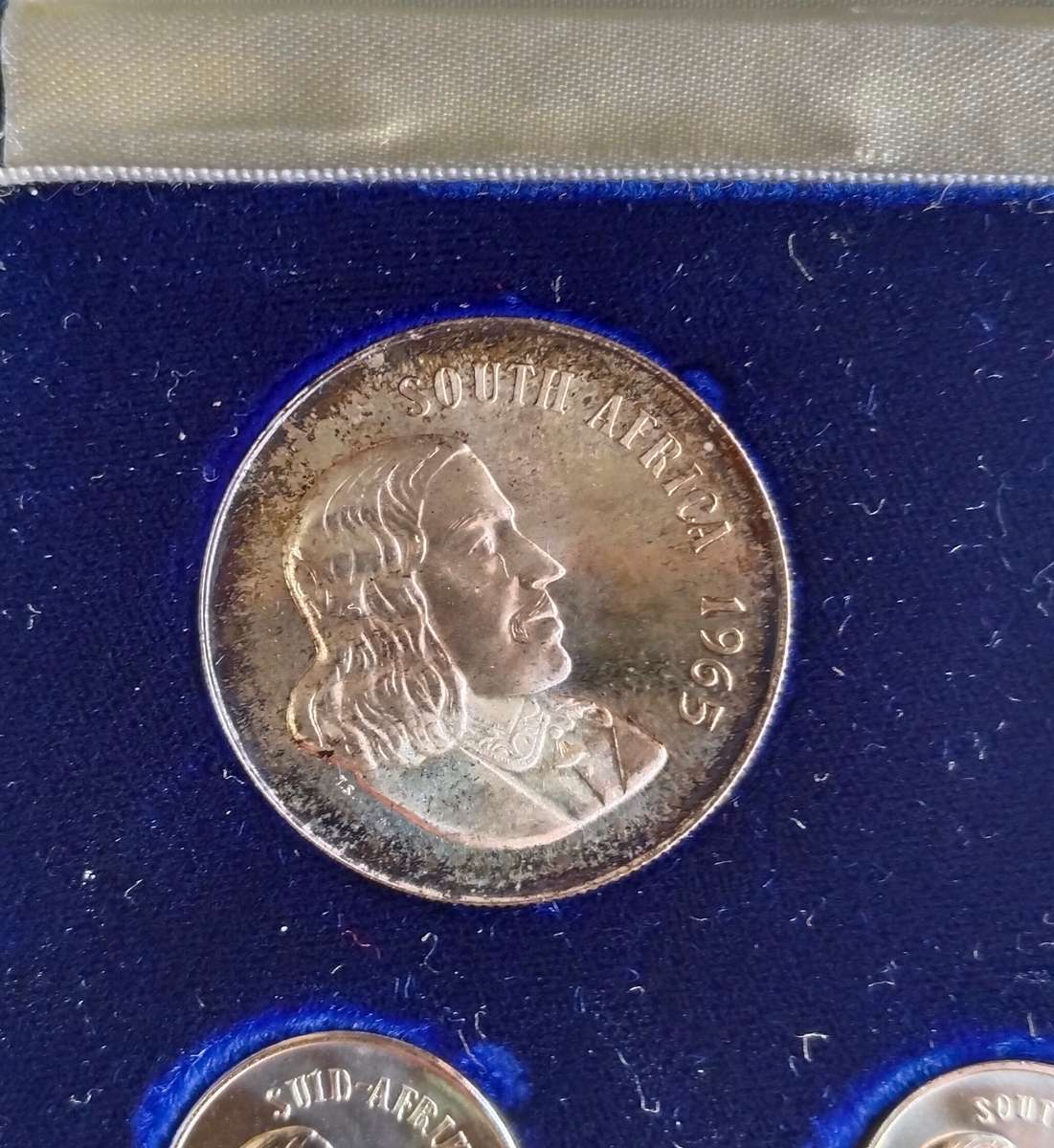 South Africa 1965 Proof Set with Silver one Rand.