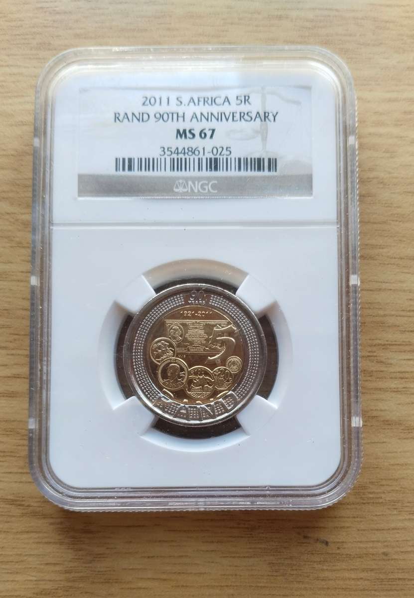 South Africa 2011 NGC MS67 (90th anniversary) R5