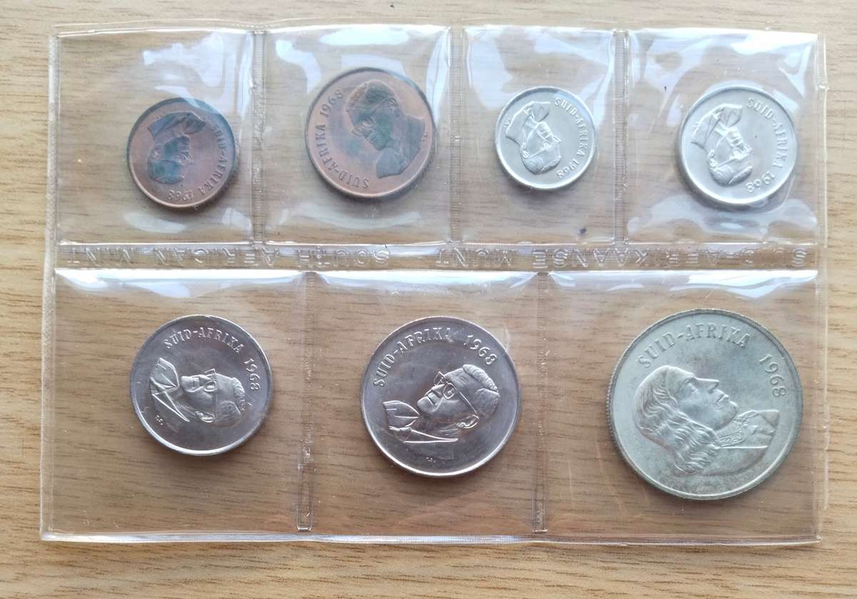 South Africa 1968 Silver One Rand UNC Mint Pack.  Afrikaans.