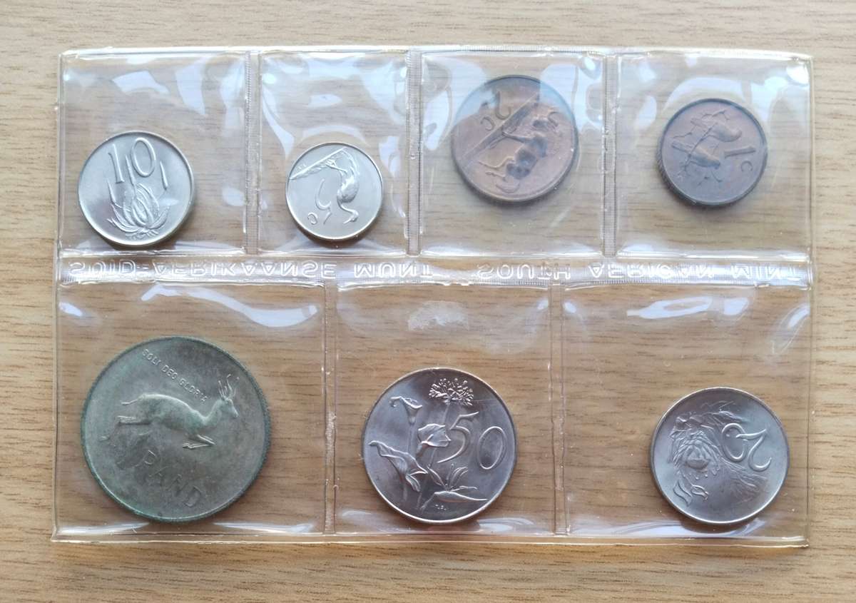 South Africa 1967 Silver One Rand UNC Set. Afrikaans