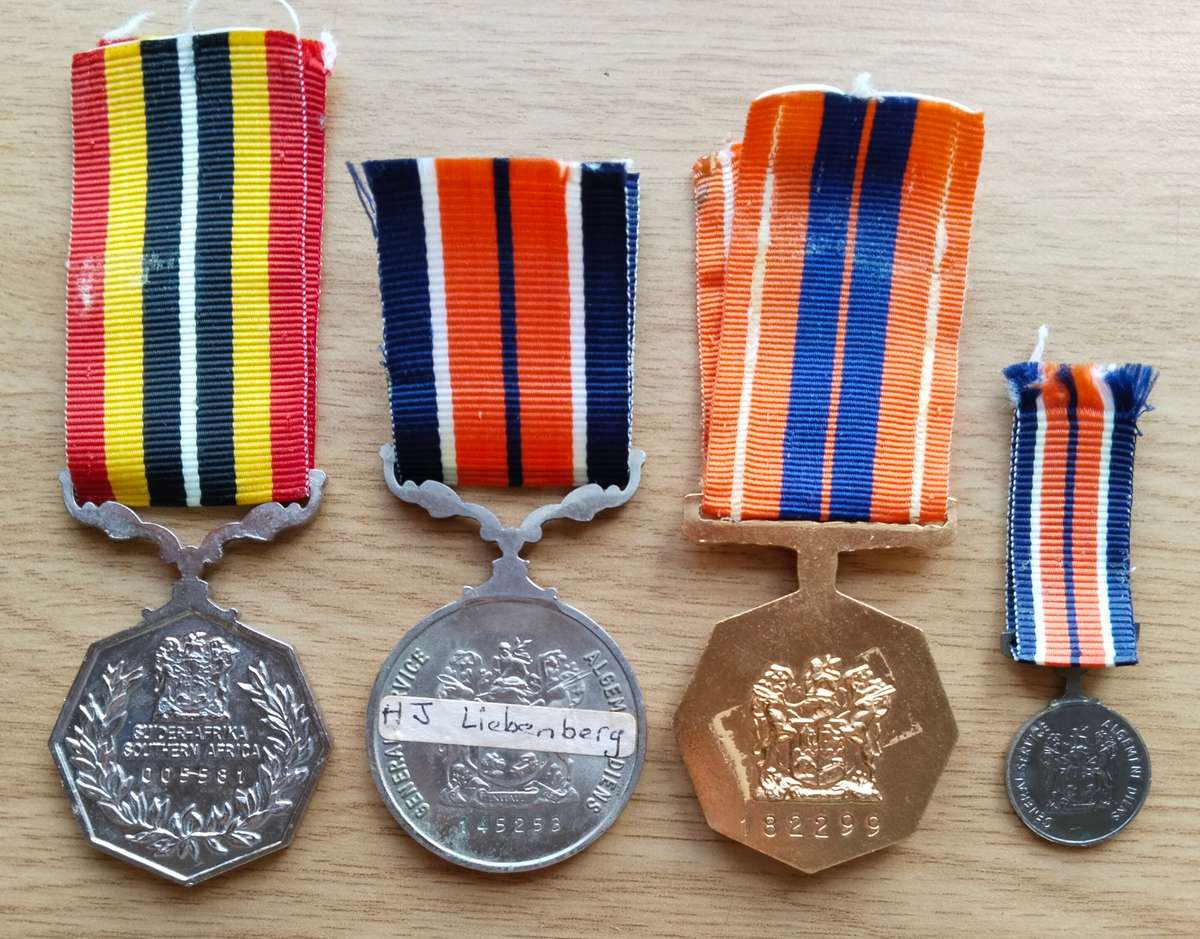 SANDF Group Medals awarded to H.J. LIEBENBERG 009518 / 145235 / 182299