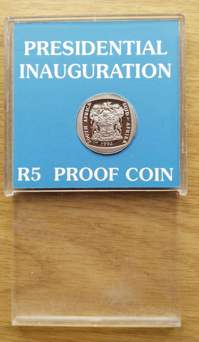 South Africa 1994 Proof Inauguration R5 coin.