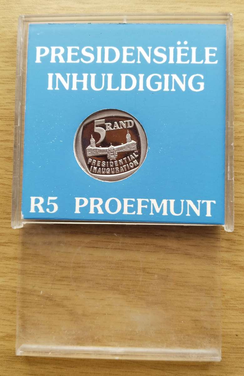South Africa 1994 Proof Inauguration R5 coin.