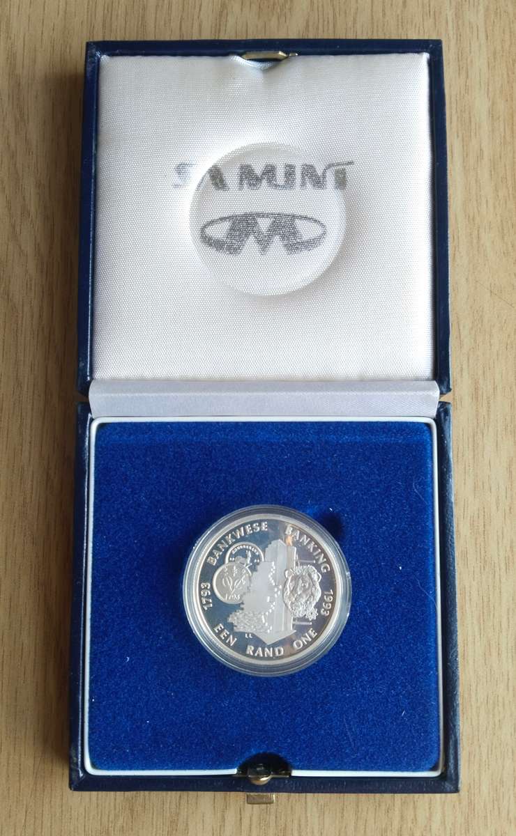 South Africa 1993 Silver Proof Banking One Rand.