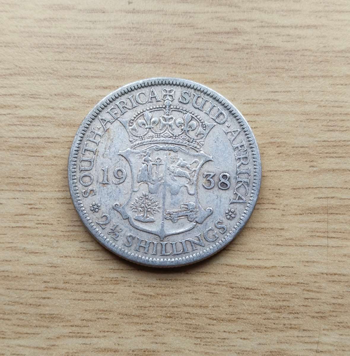 South Africa 1938 Silver Half Crown.