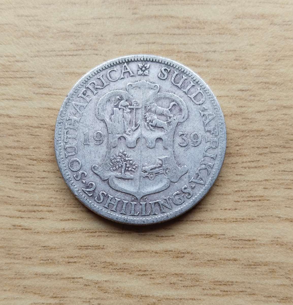 South Africa 1939 Silver Two shillings.