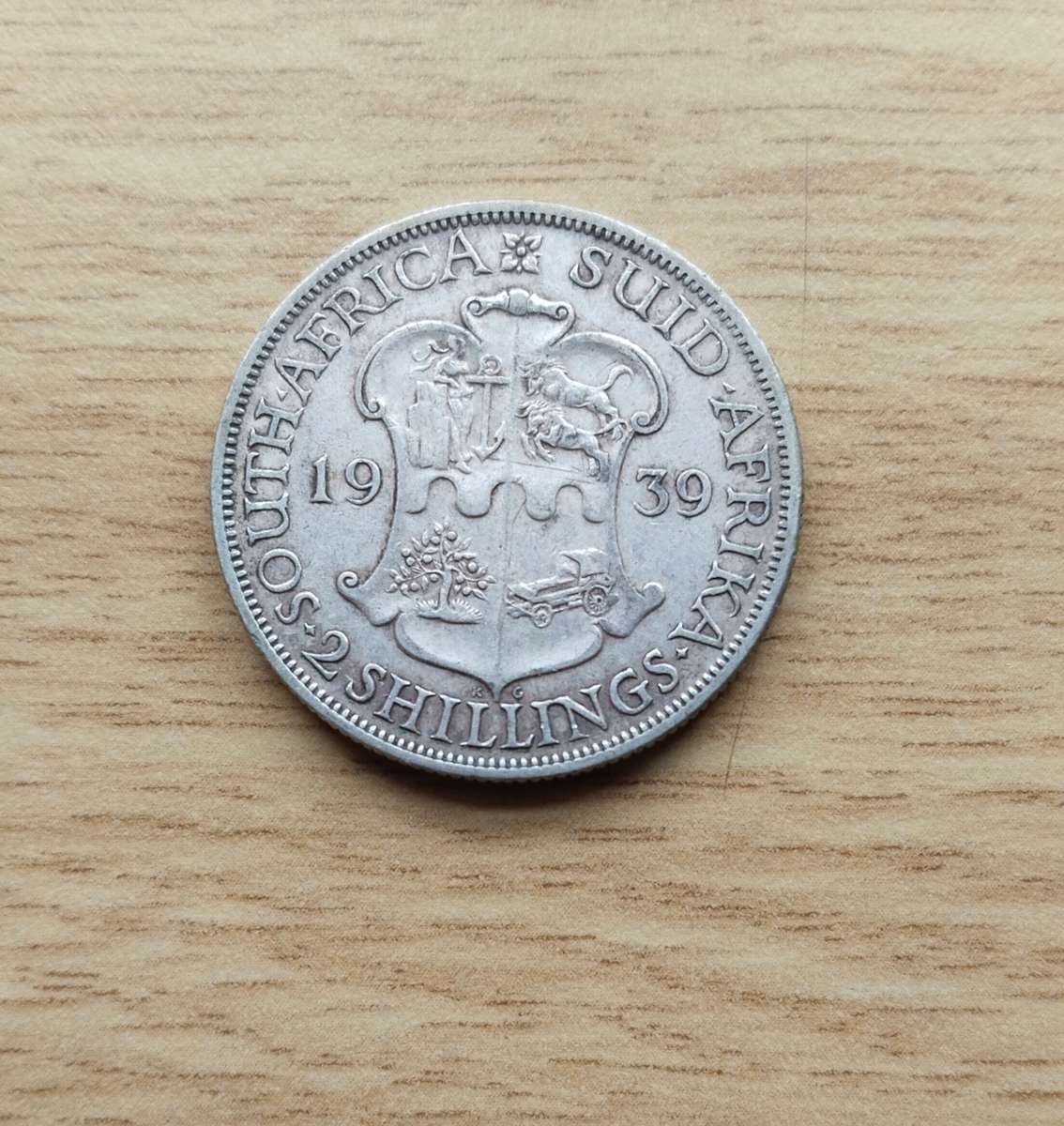 South Africa 1939 Silver two shillings. Nice date.