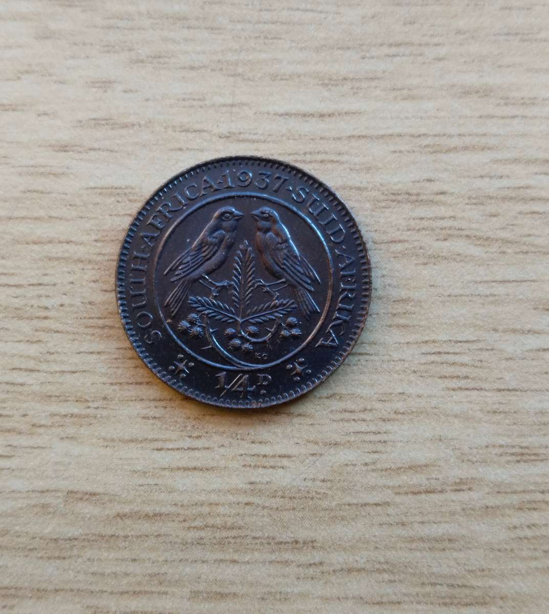South Africa 1937 Quarter Penny. Difficult date to find.