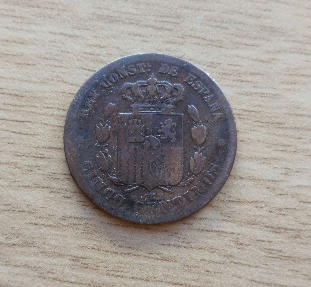 Spain 1877 Old 10 Centimos.