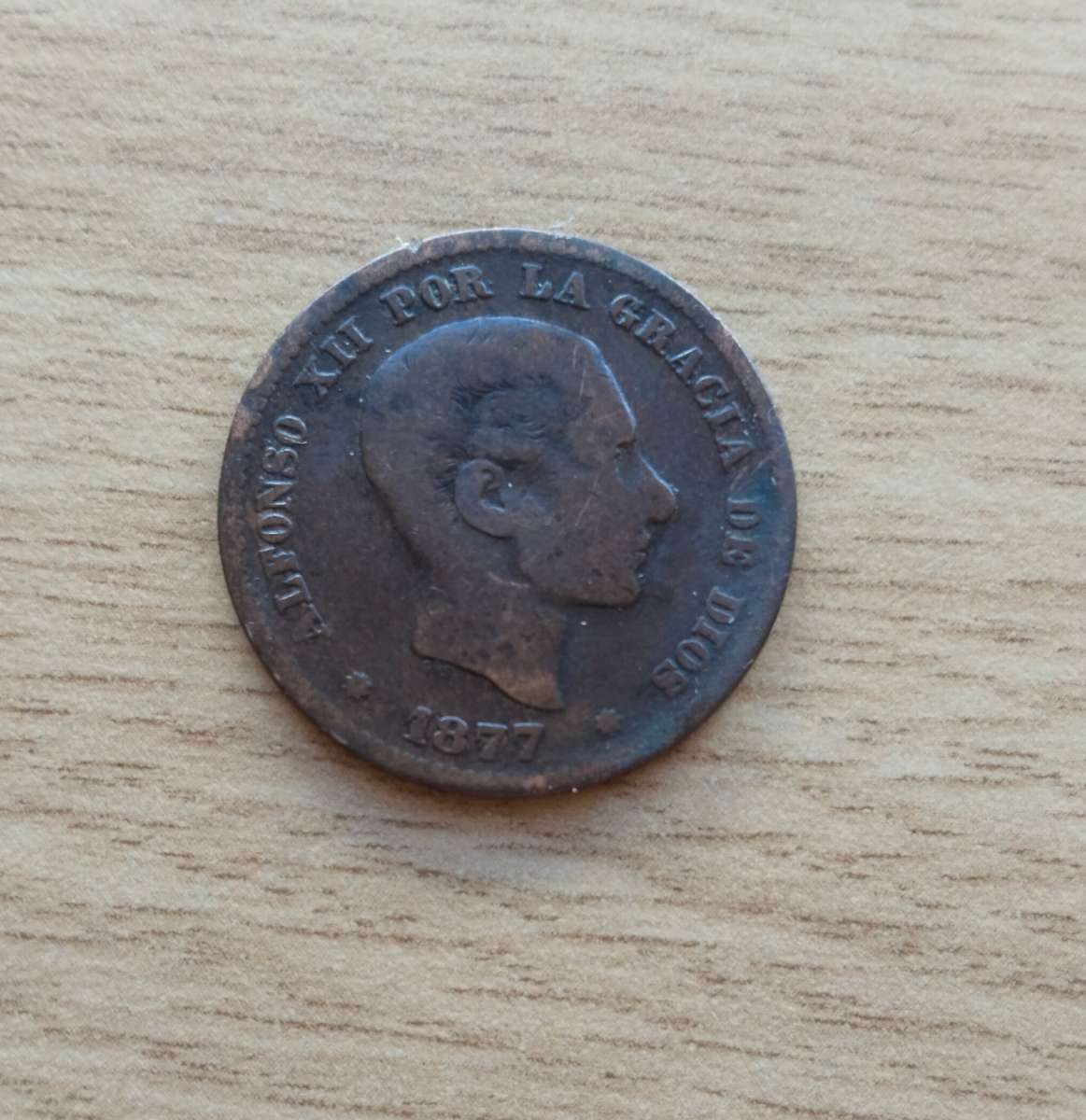 Spain 1877 Old 10 Centimos.