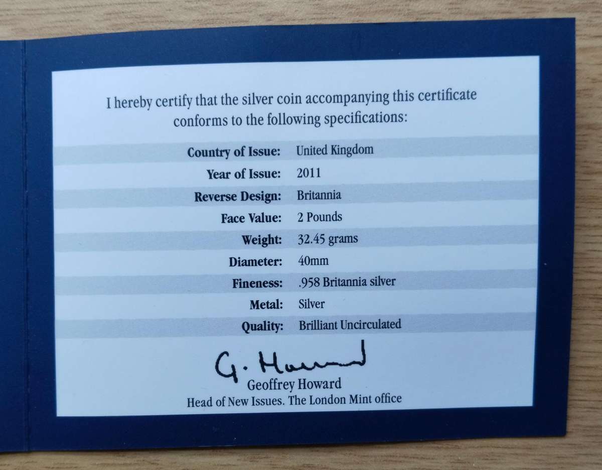 Great Britain 2011 Fine Silver One Oz Britannia