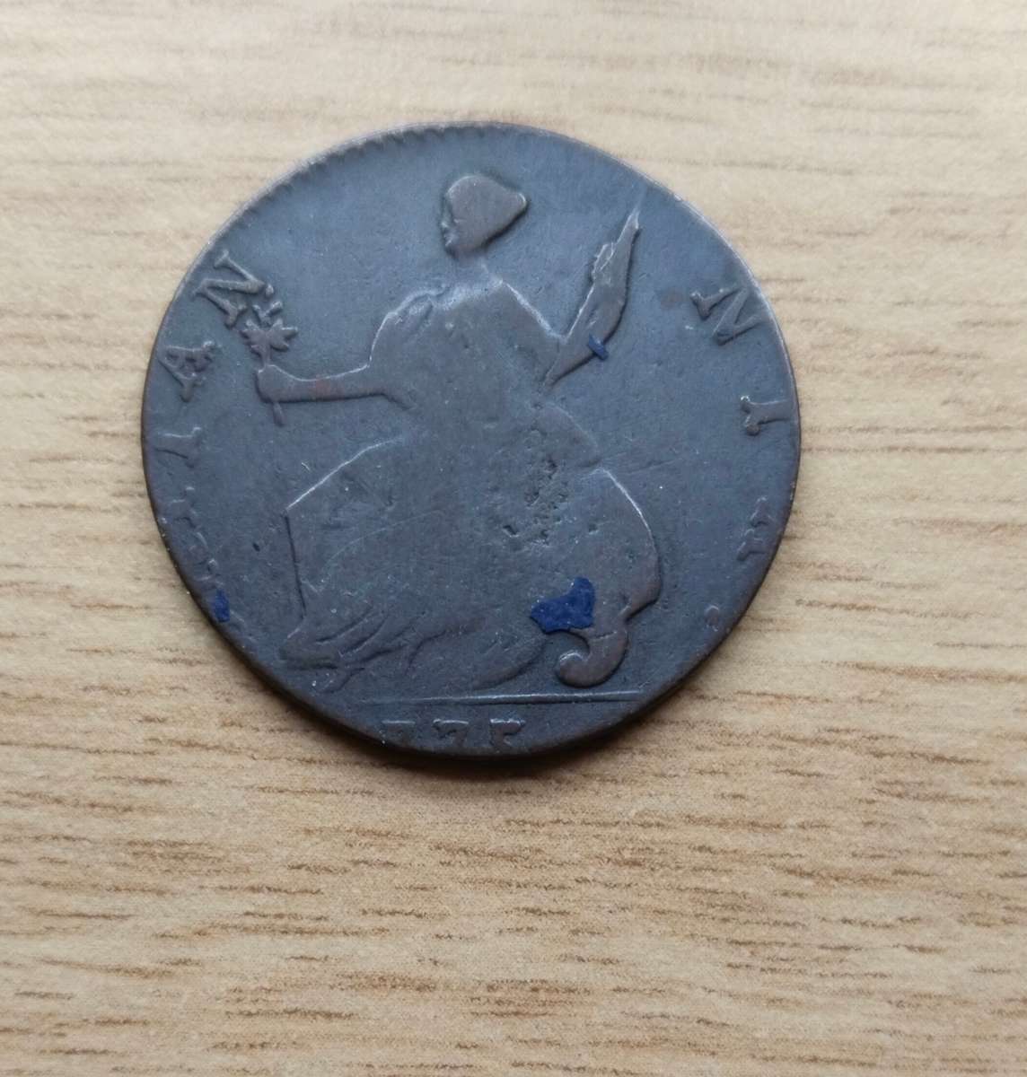 Great Britain 1775 King George 111 half penny.
