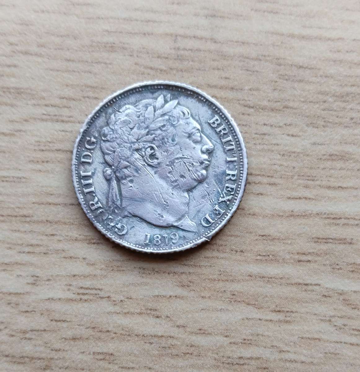 Great Britain 1819 King George 111 Silver Sixpence.